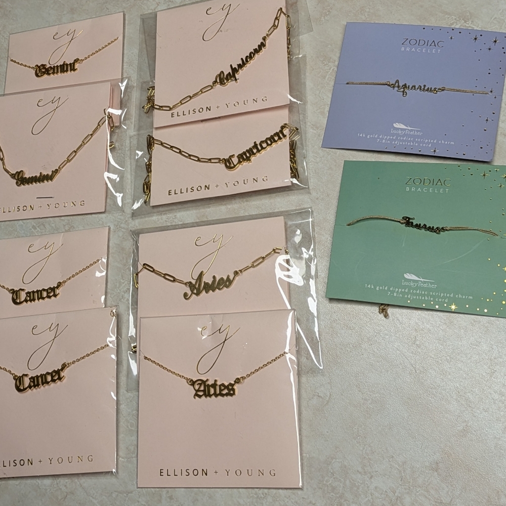 Zodiac Necklaces & Bracelets By Ellison & Young / Lucky Feather